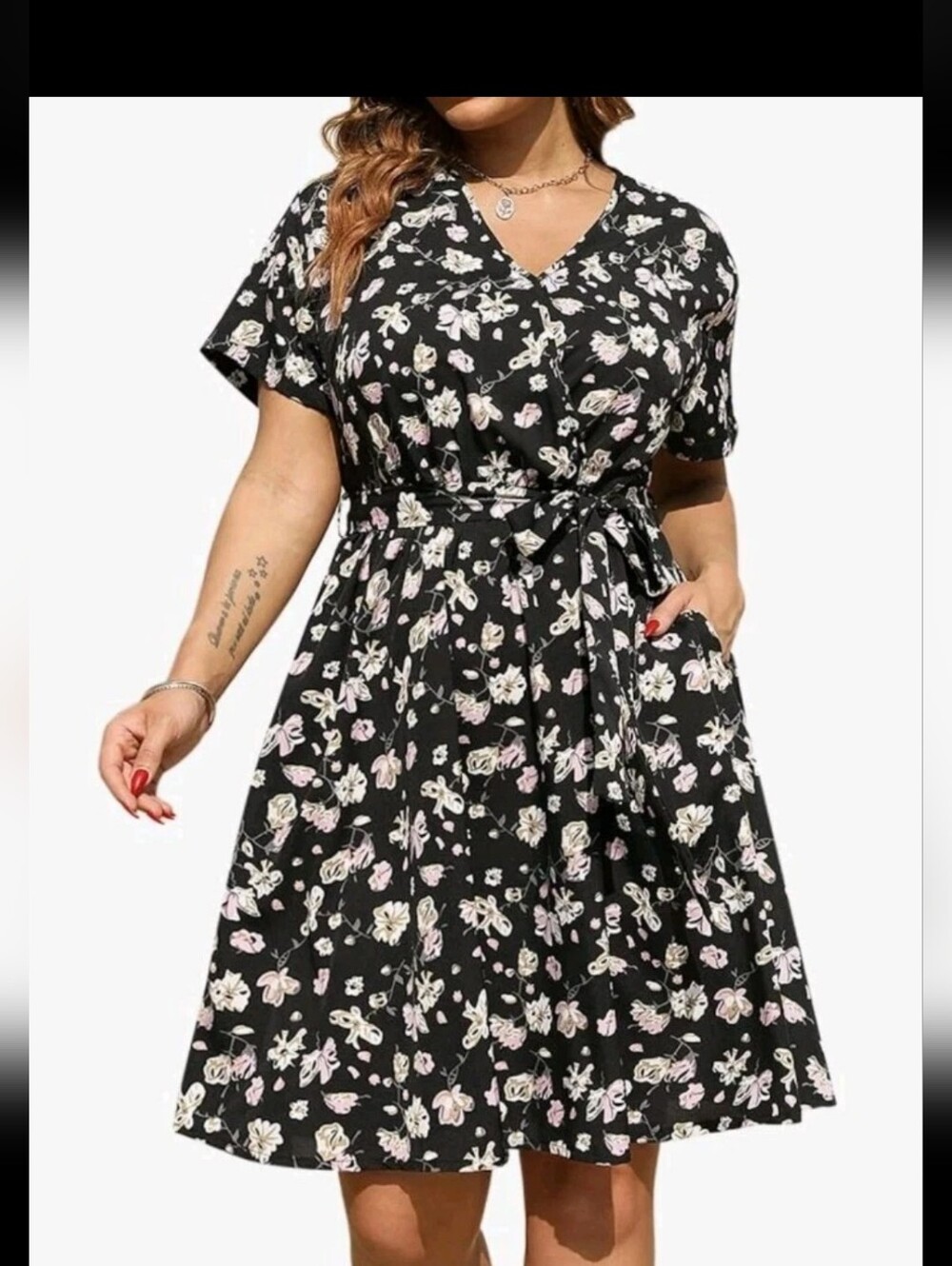 Nemidor Womens Casual Plus Size 22 Summer Boho Swing Wrap Dress Floral Print - Picture 3 of 7